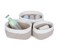 Cozary Cestas Organizadoras, Cestas Almacenaje Baño, Organizador Para Cocina Decorativa, Baño, Dormitorio, Diseño Resistente, 3 Tamaños, 3 Piezas, Gris