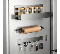 Cozary Especiero Magnetico para Frigorífico 4 Pack, Estante Magnético con Barra para Toallas y Ganchos, Especiero Magnetico Nevera para Cocina, Organizador Especias Cocina sin Taladrar