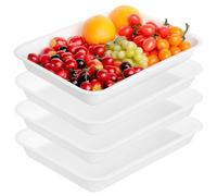 Cozary Platos Rectangulares de para Servir juego de 4 platos blancos Platos Servir de Cerámica para Postre, Sushi, Aperitivo, Ensalada 36.5x26.3x5cm