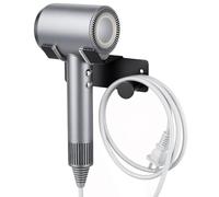 Cozary Soporte para Secador de Pelo sin Taladrar, Colgador Secador Pelo con Gancho, Soporte Autoadhesivo para secador, Robusto y Duradero, para Baño, Dormitorio, Hotel, Negro