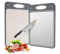 Cozary Tabla de Cortar Acero Inoxidable 2 en 1 con PP de Paja de Trigo - Antideslizante, Malla Antirrayas y Fácil Limpieza - para Cocina, Carnes, Verduras y Frutas