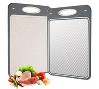 Cozary Tabla de Cortar Acero Inoxidable,Doble Cara, acero inoxidable 304 y paja de trigo,Gran Superficie de Corte (35X24CM), apta para lavavajillas,Ideal para Carne, Pan, Verduras y Frutas