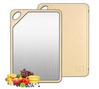 Cozary Tabla de Cortar Acero Inoxidable, Tabla de Cortar de Doble cara para la Cocina, 40x28x1cm, Lavavajillas, canaleta de recolección de jugos, Bordes de Silicona Antideslizantes, para Carnes