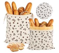 COZHYESS Pack de 2 bolsas de pan de cera de abejas para masa madre, grandes bolsas de pan reutilizables con cera de abejas y lino para una frescura prolongada, bolsas sostenibles y lavables para pan