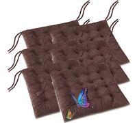 Cozy - Juego de 6 cojines cuadrados de terciopelo para sillas de comedor con lazos, suaves, antideslizantes, para sillas de comedor, reductores de presión, color café, 18 x 18 pulgadas