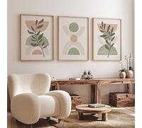 CPGG Juego de 3 Carteles de Galería Botánica Verde Salvia Rubor Rosa Geometría Impresiones Lienzo Pintura Arte de Pared Bohemio Imagen Decoración Minimalista Abstracta-50 * 70Cm (Sin Marco)