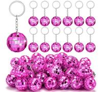 Cpolebev 25 Llaveros de Bola de Discoteca, Llaveros de Discoteca Rosa y Rojo Al por, Mini Llaveros de Bola de Discoteca para DecoracióN de Fiestas.