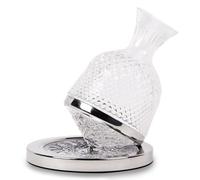 Cpolebev Aireador de Vino con Espejo, Jarra de 1,5 L, Decantador de Vino Giratorio, Vaso de Cristal, Dispensador de, Regalo, Decoración de Bar, Color Plateado