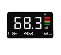Cpolebev Medidor Digital de Decibelios DM219N de Escritorio, Sonómetro de 30-130 con Detección de Temperatura y Humedad para Bibliotecas Escolares y Domésticas.