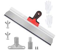 CPROSP Rasqueta Dentada Iinoxidable 560mm, Grande Llana para Alisar paredes, Espátula Dentada con mango, Guante y Adaptador, Espátula Dentada para Autonivelante