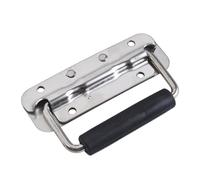 CQAHDSEVF Asas plegables de metal para cajas, Paquete de 2 manijas con resorte de acero inoxidable 304, plateadas, 100-140 mm(120mm)