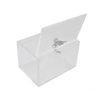 Crabop Caja de donación de acrílico transparente, con cerradura y soporte para carteles, urna de sugerencia segura para recaudación de fondos, votación, oficina, eventos escolares