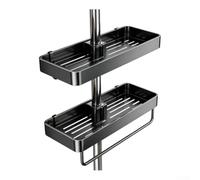 Crabop Estante de ducha de aluminio espacial 2 piezas sin soporte de | Clip sin herramientas, se adapta a tubos de 22-25 mm, óxido para aluminio a prueba, tamaño de 27 x 14 x 7 cm