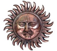 Craft Trade Escultura decorativa de pared - Estatua de ídolo solar hecha a mano Vastu para el hogar, amuleto de la suerte, decoración de pared para sala de estar, dormitorio - cobre - 10 pulgadas
