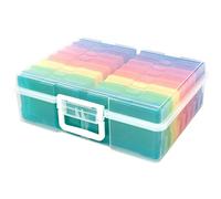 Craftelier - Caja Organizadora con Asa y 16 Cajas Interiores | Cajas Organizadoras de Plástico con Tapa | Caja de Almacenaje Plástico Mediana | Organizador de Fotos y Material Escolar