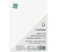 Craftelier - Pack de 10 Tarjetas Acuarela Papel FSC Prensado en Frío, Papel de Alta Calidad de Gramaje 300 g/m² y Tamaño 3"x4" (7,62 cm x 10,16 cm) Ideal Para Uso Con Acuarelas y Técnicas mixtas
