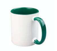 Craftelier - Taza de Cerámica con Asa para Sublimación - |Apto para Lavavajillas y Microondas|Capacidad: 350 ml - Tamaño: 8 x 9,5 cm |Color Blanco con Interior en Verde Oscuro