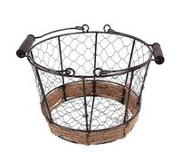 CRAFTHROU Cesta de Almacenamiento de Metal con Asa de Cuerda de Yute para Escritorio y Hogar, Diseño Rústico y Capacidad Máxima de Almacenamiento Fácil de Transportar