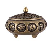 CRAFTHROU Incensario Soporte para Quemar Incienso Diseño Doce Signos del Zodíaco Chino de Latón Dorado en Ceremonias de Té y Adoración Hogar