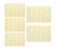 CRAFTHROU Números reflectantes autoadhesivos para buzones y cubos de basura, pack de 5 piezas en PVC color plata, ideales para señalización en residencias y oficinas