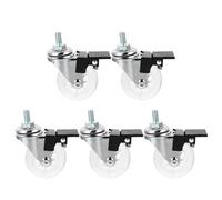 CRAFTHROU Ruedas Giratorias de Placa Pu de 2 Pulgadas con Freno para Muebles, 5 Piezas, Resistentes al Desgaste Instalación Estable para Suelos de Alfombra y Madera