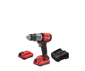 CRAFTSMAN V20 Kit de taladro de martillo inalámbrico de 1/2 pulgadas, 2 baterías y cargador incluido (CMCD732D2)