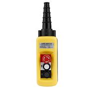 Crane Hoist Pendant Controller | 2 - Button Push Switch with Emergency Stop | IP54 Rated for Industrial/Warehouse/Construction | ABS Plastic, 5A 500V