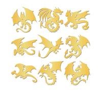 CRASPIRE 9 Pieza de Pegatinas de Dragón de Metal Dorado con Pinzas Impermeables Autoadhesivas de Níquel para Decorar Pegatinas de Fantasía Chinas Loong para Álbumes de Recortes Manualidades de Resina