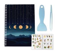 CRASPIRE Álbum Pegatinas Reutilizable Diseño Montaña Fases Lunares Color Negrura Oscuro 40 página Organizador Pegatinas En Blanco Papel Desprendible A5 Pinzas Raspador Manualidades Navidad Graduación