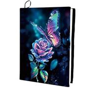 CRASPIRE Funda de Libro Elástica con Diseño Mariposa Color Rosa Lavable Reutilizable Grande Protector Libros Nailon Envolturas Elásticas para Cuadernos Adecuadas Tapa Dura