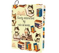 CRASPIRE Funda de Libro Elástica para Gatos Libros Animales Amarillo Lavable Reutilizable Tela Nailon Grande Protector Poliéster Envolturas Elásticas Cuadernos 9.4x15.7 Pulgada