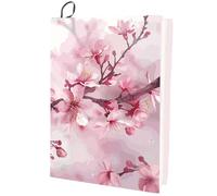 CRASPIRE Funda Elástica para Libros con Diseño de Flor de Cerezo - Color Rosa Melocotón, Lavable, Reutilizable, de Nailon Grande para Cuadernos y Libros de Tapa Dura