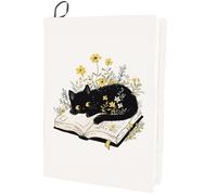 CRASPIRE Funda Elástica para Libros con Diseño de Gato Negro Flor Animal Lavable Reutilizable Nailon Grandes Apta Tapa Dura 9x11 Pulgada Estudiantes