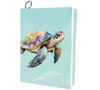CRASPIRE Funda Elástica para Libros con Diseño de Tortuga Color Azul Lavable Reutilizable Tela de Nailon Grande Protector de Libros de Poliéster Envolturas Elásticas para Cuadernos de 9.4x15.7 pulgada