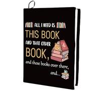 CRASPIRE Funda Elástica para Libros con Patrón de Libros - Cubierta Negra Lavable Reutilizable de Nailon Grande para Cuadernos de 9x11 Pulgadas - Tapa Dura