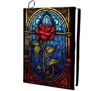 CRASPIRE Funda Libro Estilo Gótico Diseño Rosa Cristal Colores Duradera Elástica Poliéster Reutilizable Lavable para Libros Bolsillo Tapa Blanda Dura
