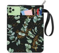 CRASPIRE Funda para libro de hojas de eucalipto, funda de tela botánica, 11 x 8.7 pulgadas, bolsillo frontal con cremallera, protector de tela lavable para lectores, accesorios, libro de texto de tapa