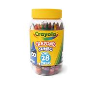 Crayola - 28 Ceras Jumbo en Bote Reutilizable, Colores Surtidos, para la Escuela y el Ocio, 52-3037