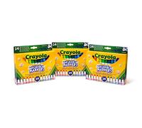 CRAYOLA - 3 Paquetes de 24 rotuladores Maxi Punta, Tinta Lavable, para Escuela y Tiempo Libre, Multicolor, 7461