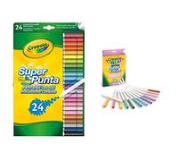 CRAYOLA-disney Rotuladores Súper Punta Lavables 24 ud, multicolor, unidad (paquete (B01BF6F20K) + Rotuladores Súper Punta Lavables Colores Pastel 12 ud. 20,5x13x1,3cm