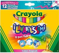 Crayola - Rotuladores Ultra-Lavables, Punta Maxi, para la Escuela y el Ocio, Colores Tropicales, 12 Piezas, 58-8335