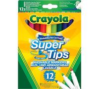 Crayola Rotuladores Super Tips 7509 Punta Media Lavables 12 Colores Paquete de 12 A partir de 3 años