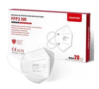 CRAZYCHIC - Mascarillas FFP2 NR Blanca - Certificada CE EN149 - Mascarilla de Protección Respiratoria Antipolvo - 5 Capas Alta Filtración - Hipoalergénica - Envasado Individual