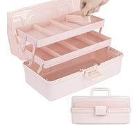 Creahaus Caja de almacenamiento de 32 cm con 3 estantes, caja organizadora multiusos, caja de clasificación, caja para manualidades, caja de costura, botiquín, caja de herramientas, maletín de pesca
