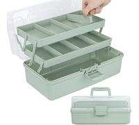 Creahaus caja de almacenamiento multiusos 3 capas 14 pulgadas, manualidades con compartimentos, herramientas de plástico, medicamentos