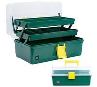 Creahaus Caja de almacenamiento multiusos de 3 capas de 13 pulgadas, caja de almacenamiento para manualidades con compartimentos, caja de herramientas de plástico, caja de almacenamiento de
