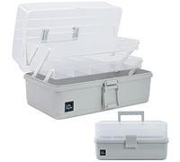 Creahaus Caja de almacenamiento multiusos de 3 capas de 13 pulgadas, caja de almacenamiento para manualidades con compartimentos, caja de herramientas de plástico, caja de almacenamiento de