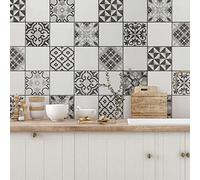 CREARREDA Adhesivos para baldosas azulejos azules y naranjas, 20 Piezas 20_x_20 cm, Vinilo Autoadhesivo Impermeable Decoración Baños y Cocinas, Made in Italy