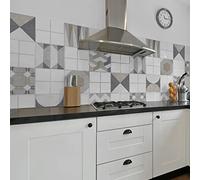 CREARREDA Adhesivos para baldosas azulejos geométricas, 20 Piezas 15_x_15 cm, Vinilo Autoadhesivo Impermeable Decoración Baños y Cocinas, Made in Italy