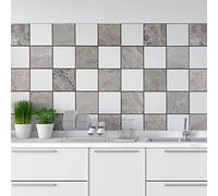CREARREDA Adhesivos para baldosas azulejos mármol gris, 24 Piezas 10_x_10 cm, Vinilo Autoadhesivo Impermeable Decoración Baños y Cocinas, Made in Italy